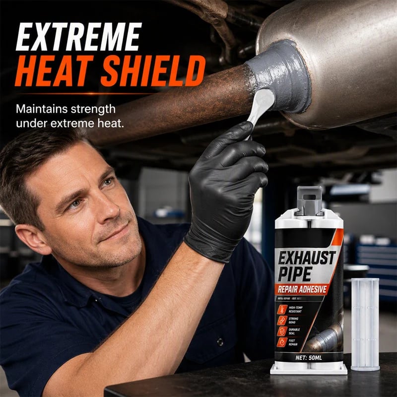 High Temp Exhaust Pipe Repair Glue – Permanent bond for iron & steel, withstands extreme heat & vibration. Fix exhaust leaks yourself – save on costly garage repairs! 🚗✅