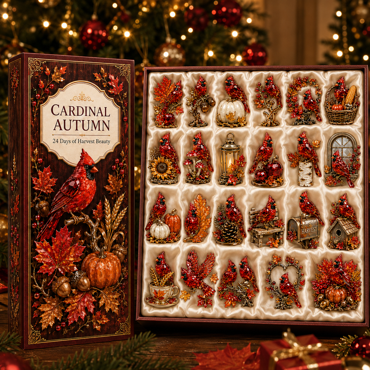 24-Day Cardinal Advent Calendar | Collectible Christmas & Autumn Figurines