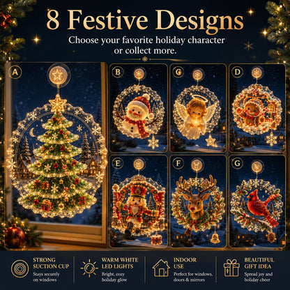 ⏳ Last Day 49% OFF – 🎄Lighted Christmas Window Decoration with Suction Cup | Warm LED Window Light with Double-Layer Design & Multiple Festive Styles ✨