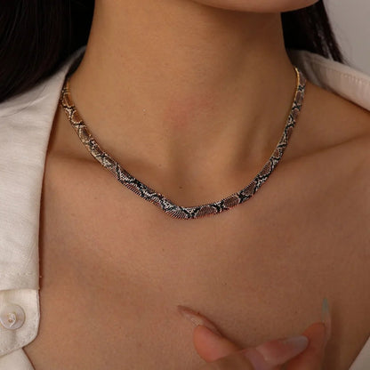 🐍 Serpent Statement Necklace – 18K Gold Plated Gothic Snake Pendant with Sparkling Crystals for Bold Elegance