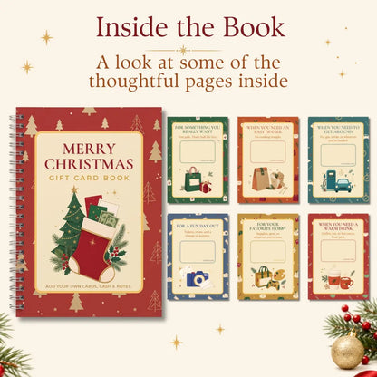 🎁🎅🏼 MERRY CHRISTMAS! GIFT CARD BOOK 📚 14 Themed Pages, Hardcover & Durability Line