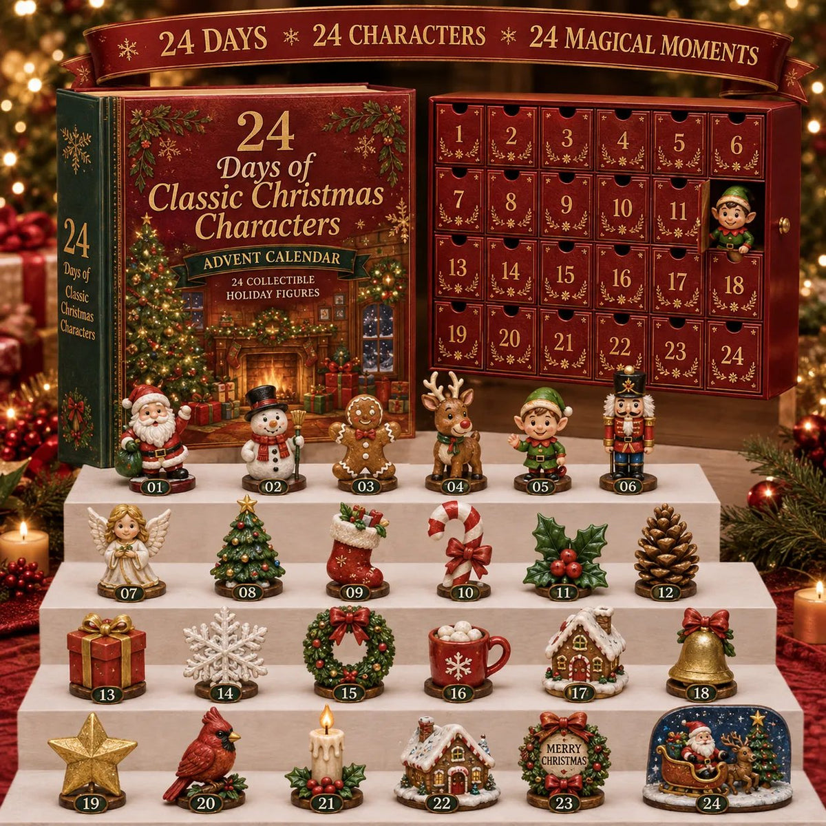 💯🎄 49% OFF – 24 Days of Classic Christmas Characters Advent Calendar | 24 Collectible Holiday Keepsakes Inside a Vintage Book-Style Christmas Countdown 🎅✨