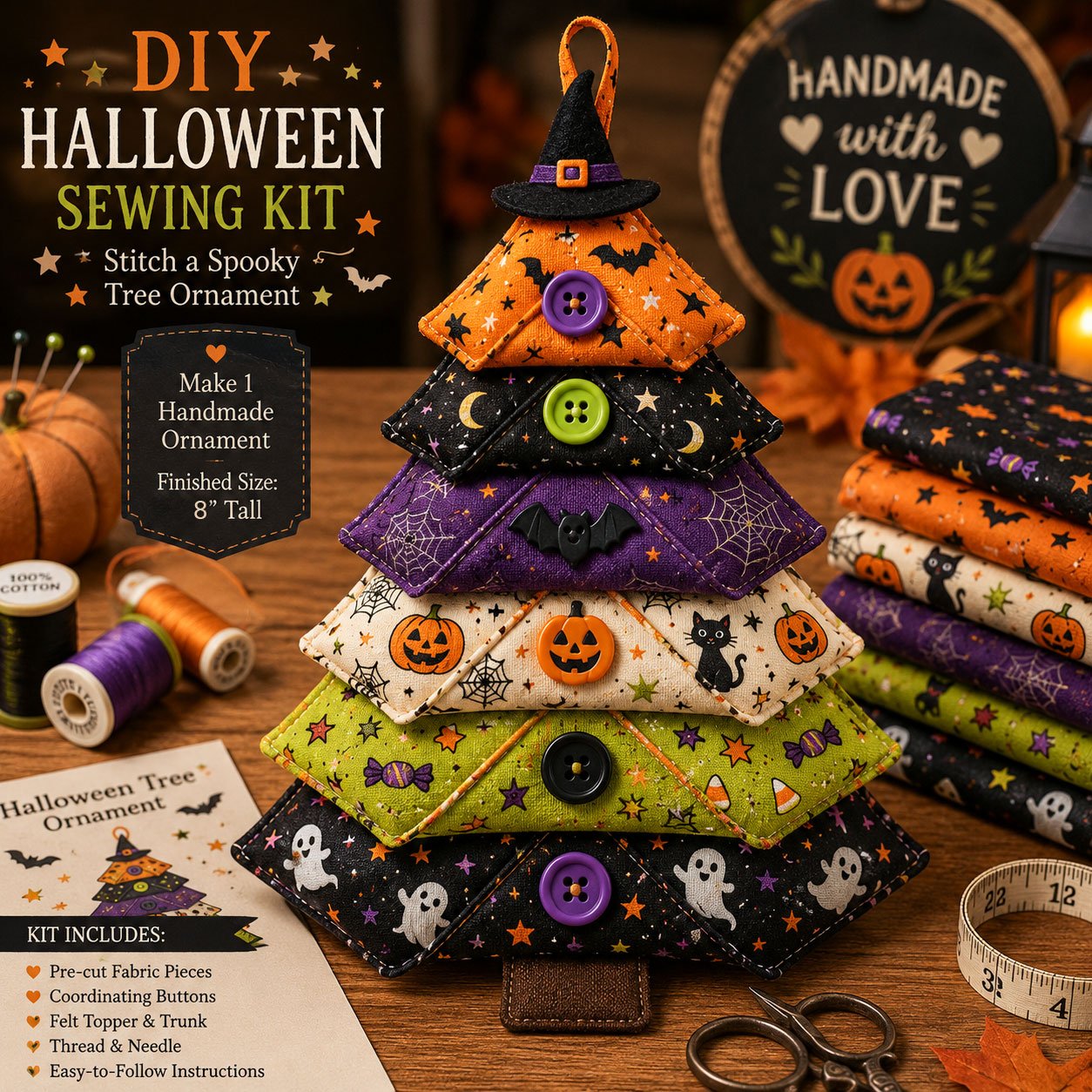 ⚡20K+ SOLD !! 🎁 Layered Fabric Tree Ornament DIY Sewing Kit
