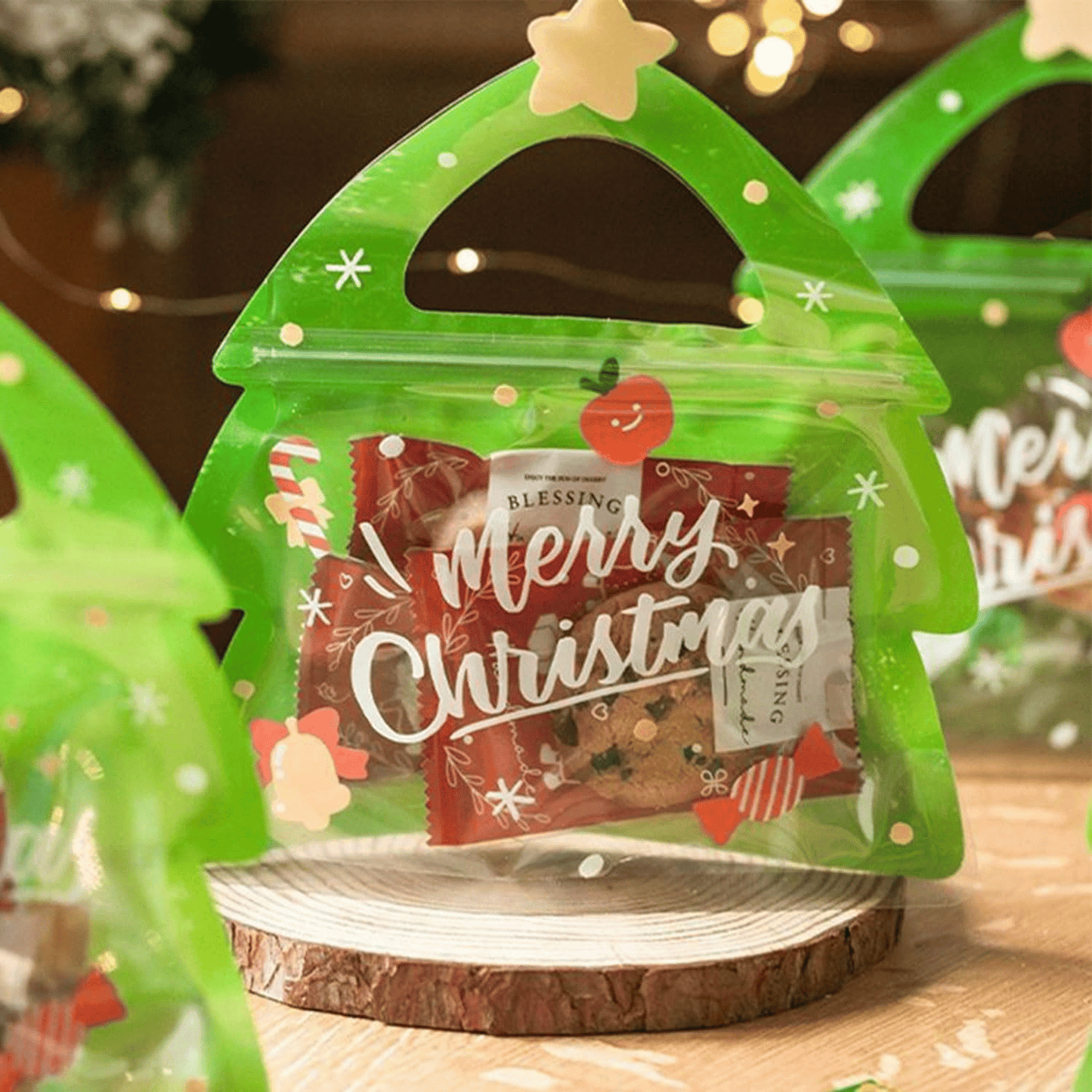 🎄Christmas Treat Bags, Kids Xmas Sealable Bags With Handle 10 PCS❄️