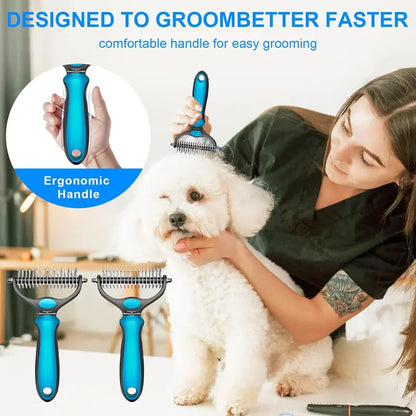 🐶FLASH SALE: 50% OFF! ✨2-in-1 Pet Grooming Brush – Deshed, Detangle & Smooth