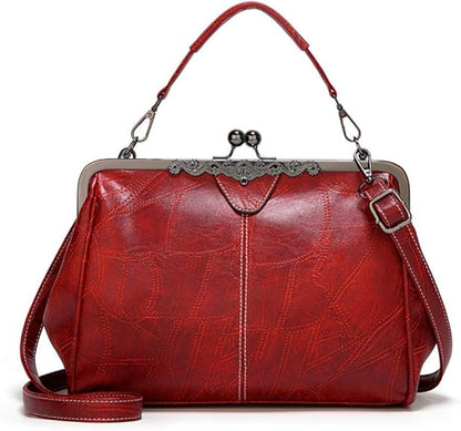 💼2026 New Elegant Waterproof Women’s Leather Kiss-Lock Tote Handbag