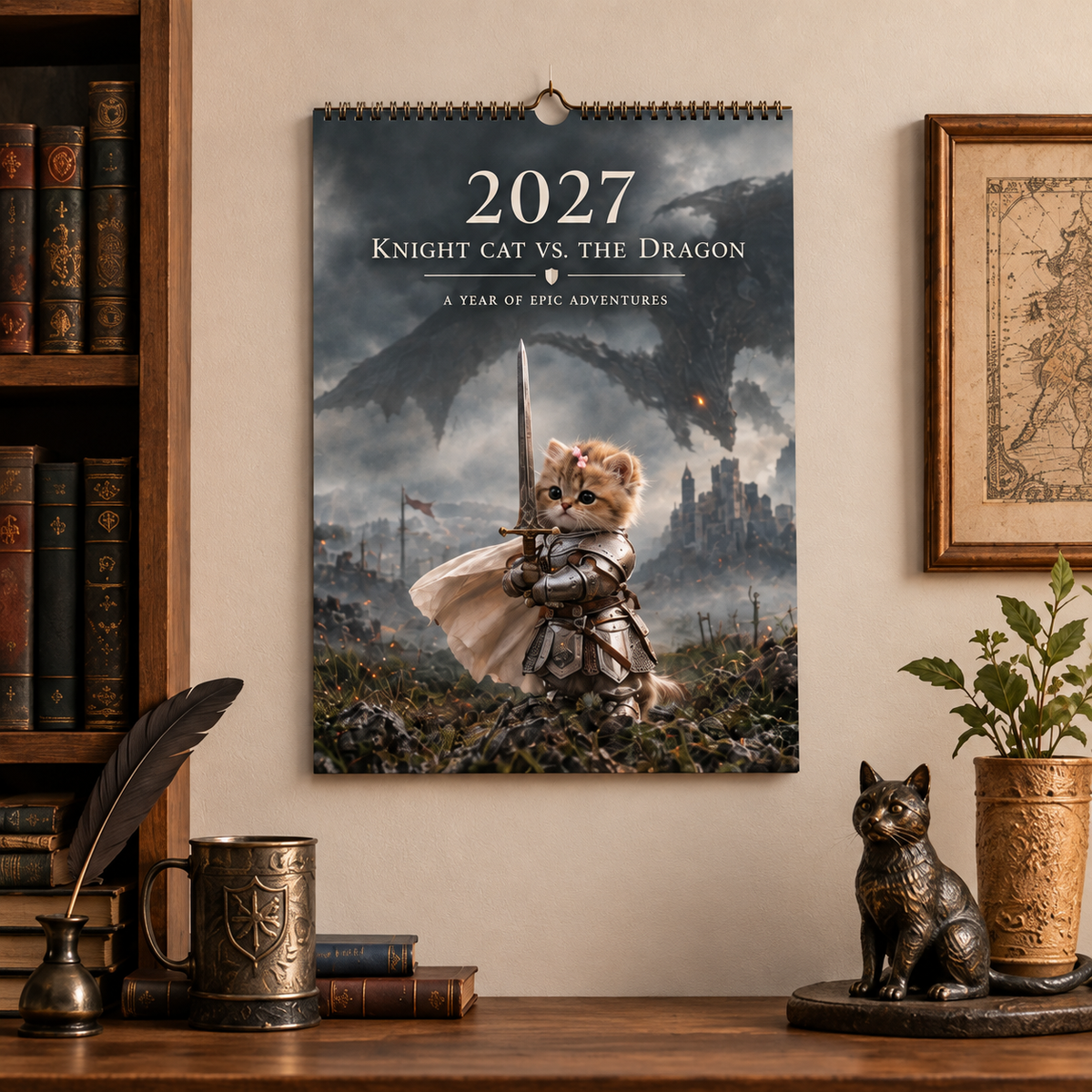 🐱⚔️ 2027 Knight Cat vs. the Dragon Calendar