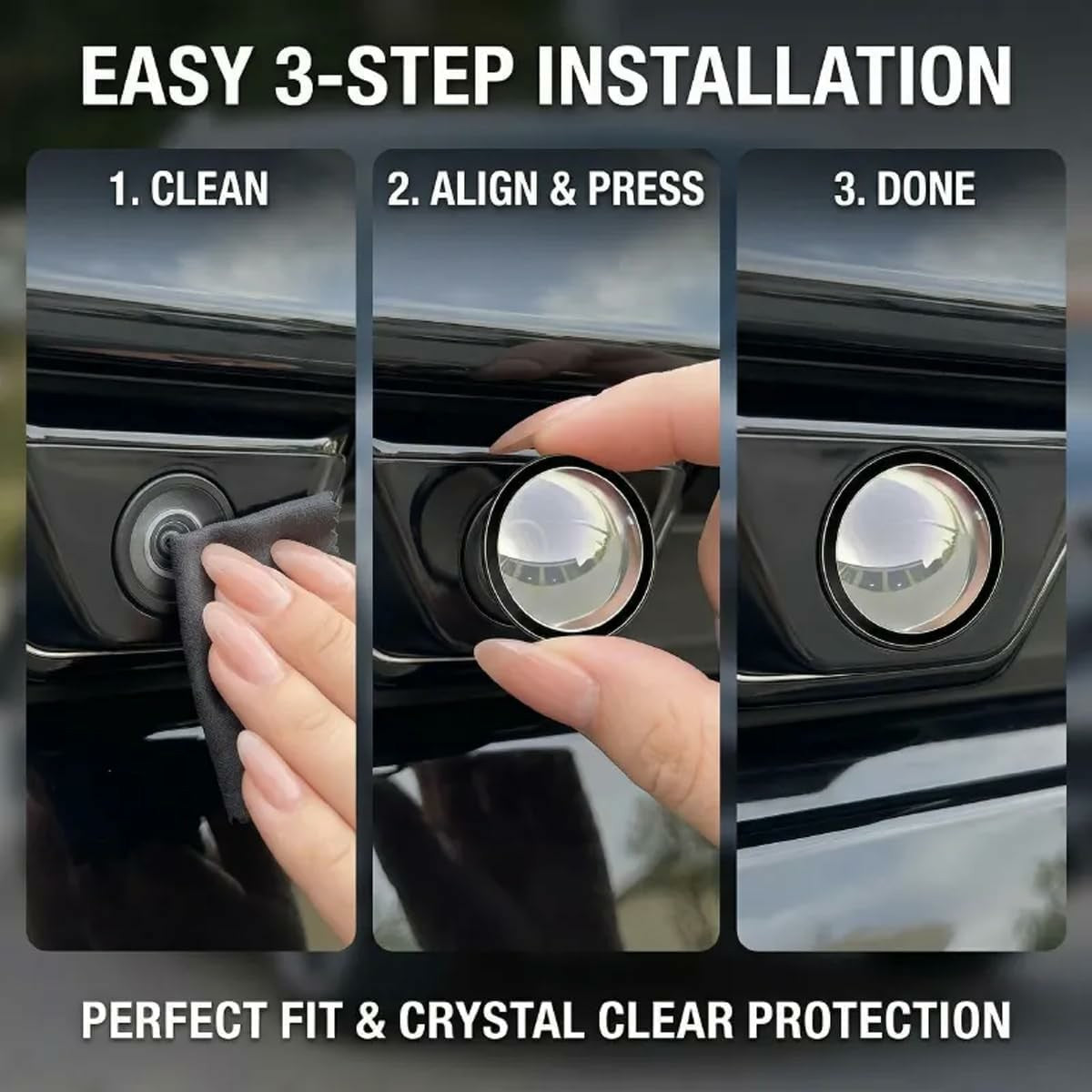 💥50% OFF 🚗2 Pcs Mirror Shape 360 Panoramic Rearview Car Camera Lens Cover 🚗
