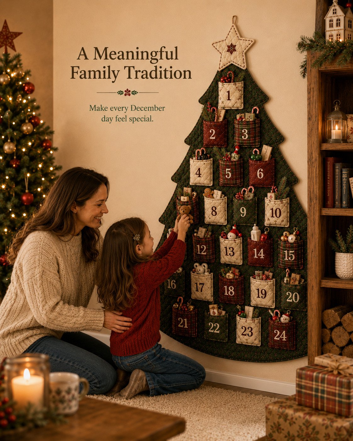 🔥Last Day 49% OFF - 🎄✨DIY 24-Pocket Fabric Christmas Advent Tree Kit