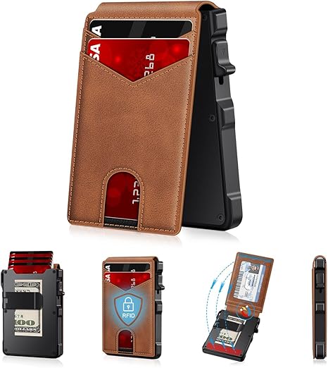 2026 new🔐 RFID Blocking Minimalist Pop-Up Wallet | One-Second Card Eject Design & Ultra Slim Pocket Wallet
