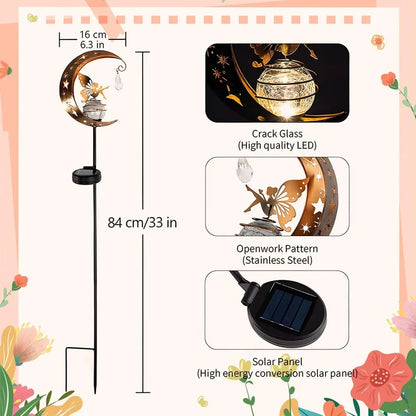 🌙✨ Charming Fairy Moon Solar Garden Stake Light