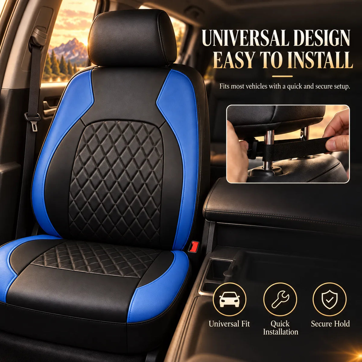 ⭐ 9-piece Universal Fit Leather Car Seat Cover Set