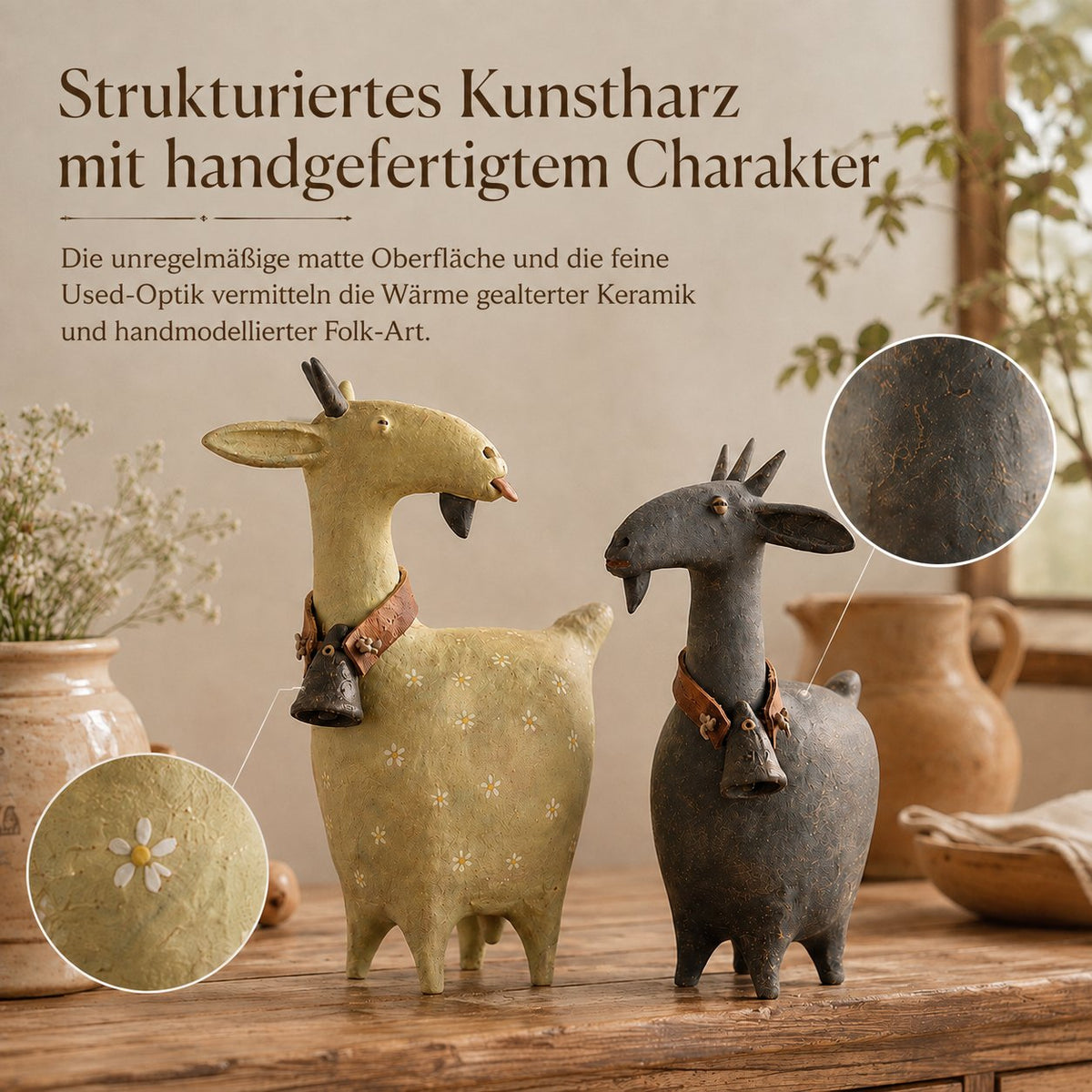 Charming Farmhouse Goat Figurines – 2-Piece Set