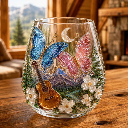 🤠 🎸 Vintage Country 3D Glass Collection – 8 Raised Western Music & Floral Designs