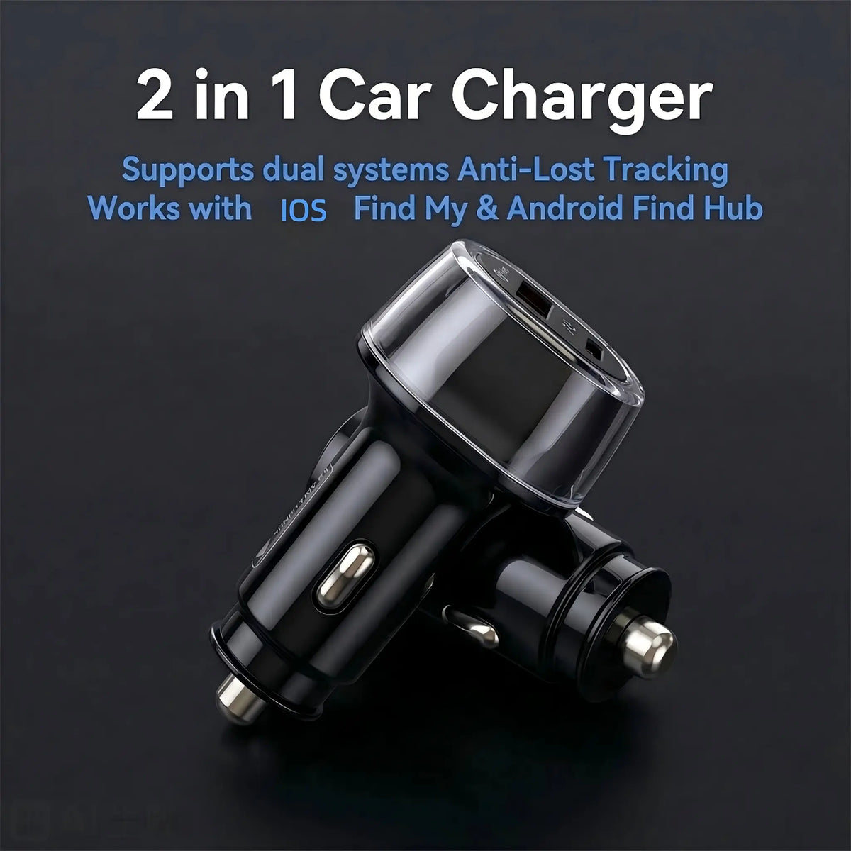 2-in-1 Compact Car Charger GPS Tracker Adapter