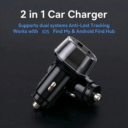 2-in-1 Compact Car Charger GPS Tracker Adapter