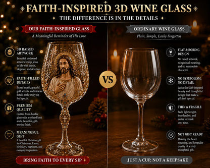 ✝️Faith & Grace 3D Christian Wine Glass Set – Meaningful Faith Gift🎁
