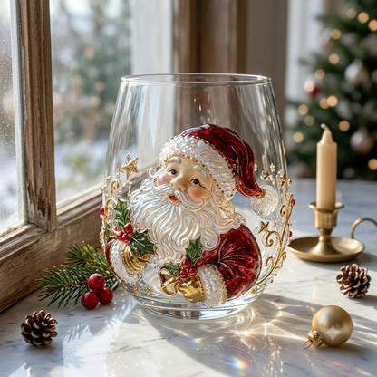 🎅Christmas Early Bird Sale🎄Christmas Glass Art Cup | Luxury Raised Holiday Glassware for Drinks, Decor & Christmas Gifts 🎁