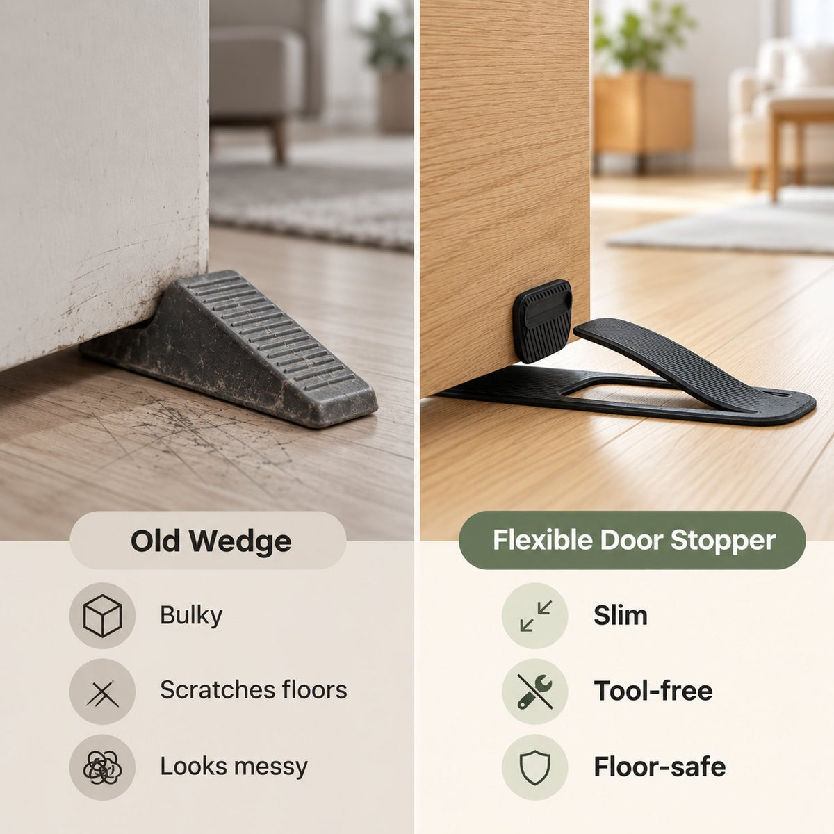 Slide. Grip. Protect: The Flexible Door Stopper 🪶✨