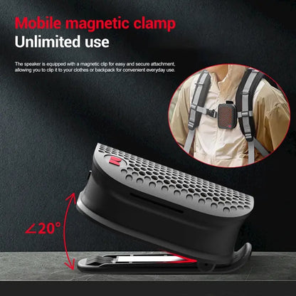 Portable Clip-On Bluetooth Speaker – Ultra-Light Wearable Sound with IPX7 Waterproof Protection
