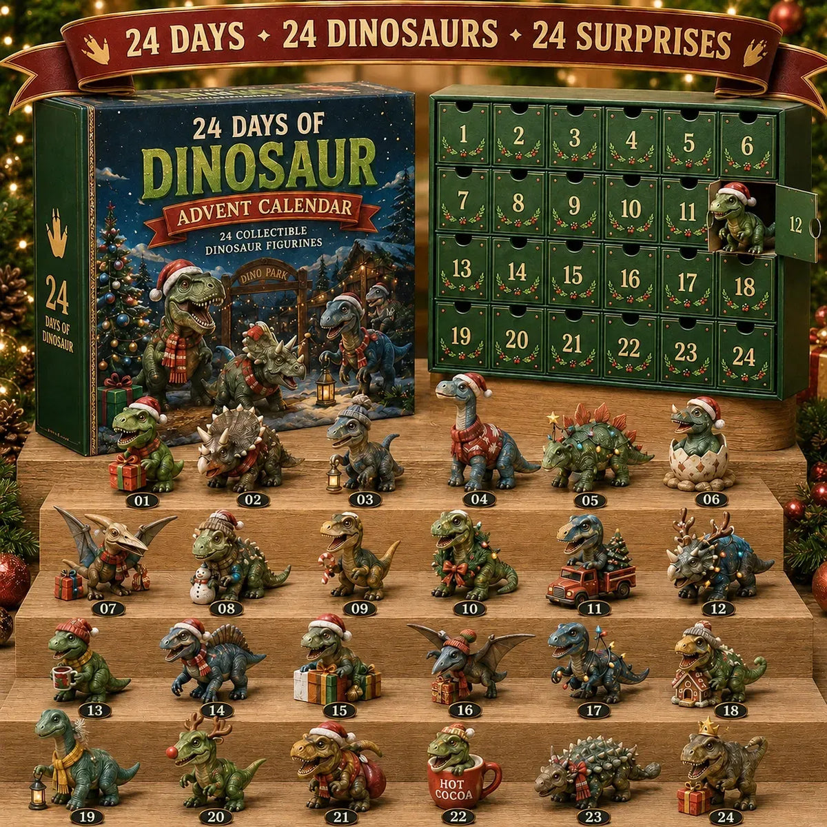 24 Days of Dinosaur Christmas Advent Calendar