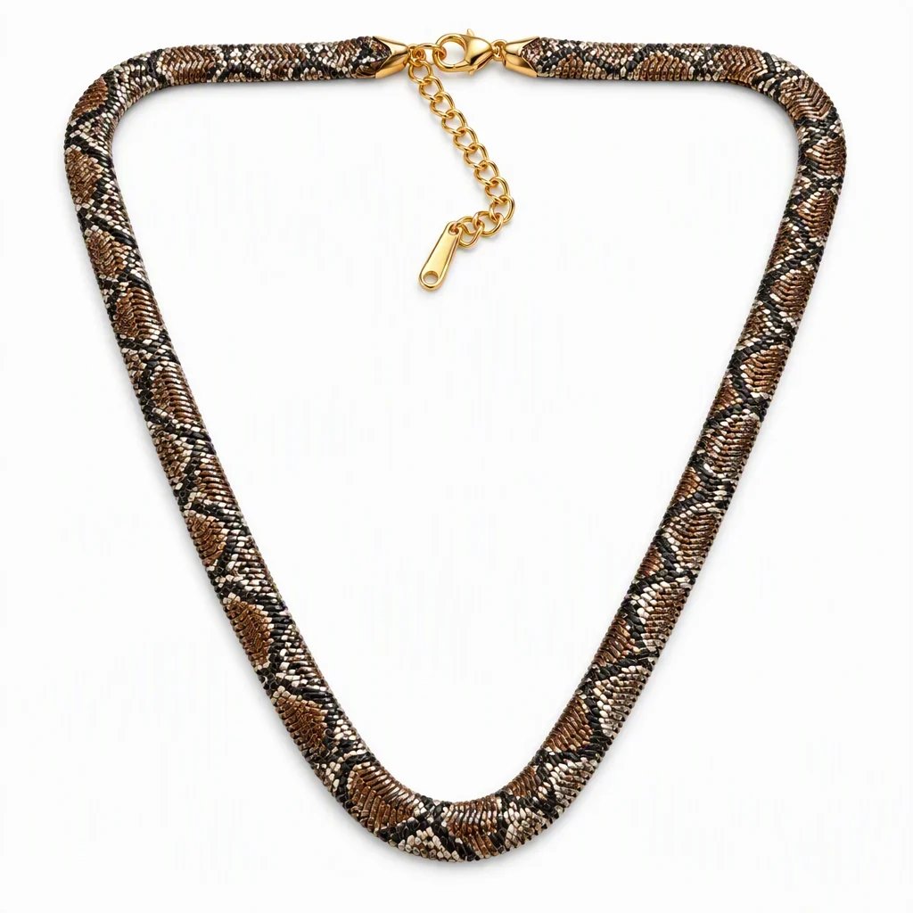 🐍 Serpent Statement Necklace – 18K Gold Plated Gothic Snake Pendant with Sparkling Crystals for Bold Elegance