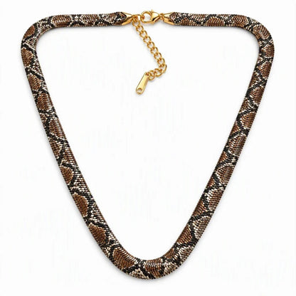 🐍 Serpent Statement Necklace – 18K Gold Plated Gothic Snake Pendant with Sparkling Crystals for Bold Elegance