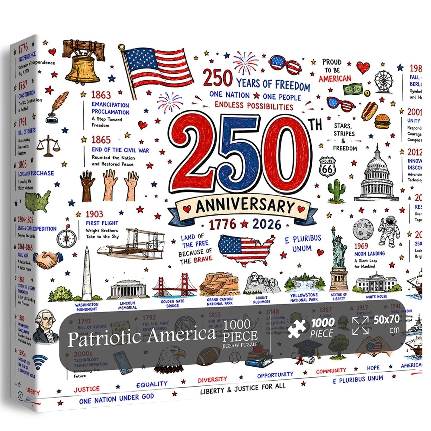 🧩 Patriotic America 250th Anniversary Jigsaw Puzzle – 1000 Pieces