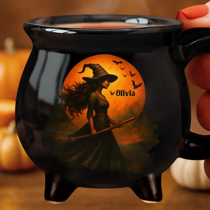 🎉Custom Witch Cauldron Coffee Mug - Personalized Halloween Witchy Gifts For Besties, Sisters, BFF, Family, Yourself - Witching You A Wicked Brew