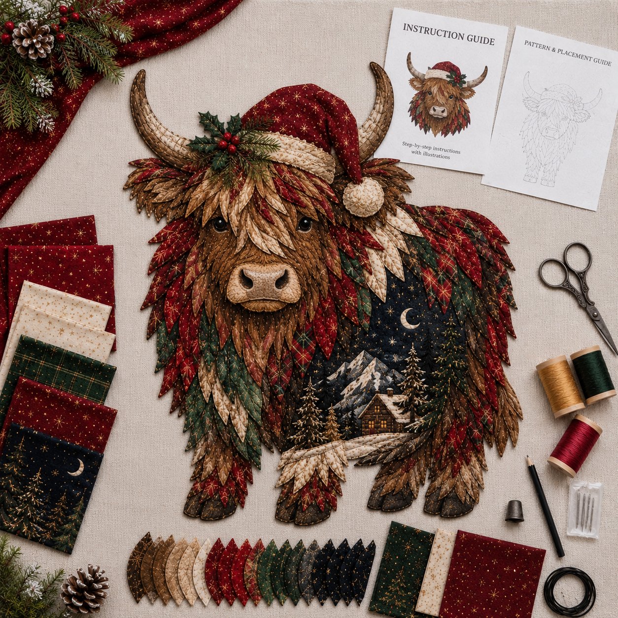 🔥LAST DAY 49% OFF - 🎄🎅Christmas Woodland Wildlife DIY Patchwork Kit – ✨Create a Festive Handmade Keepsake
