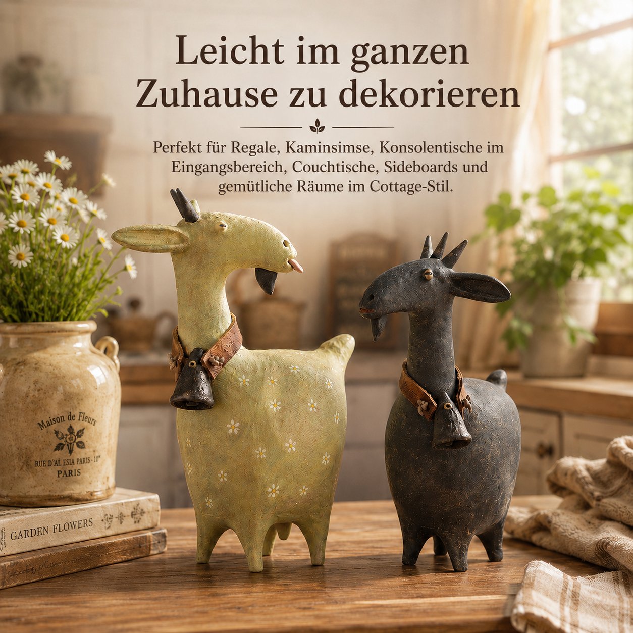 Charming Farmhouse Goat Figurines – 2-Piece Set