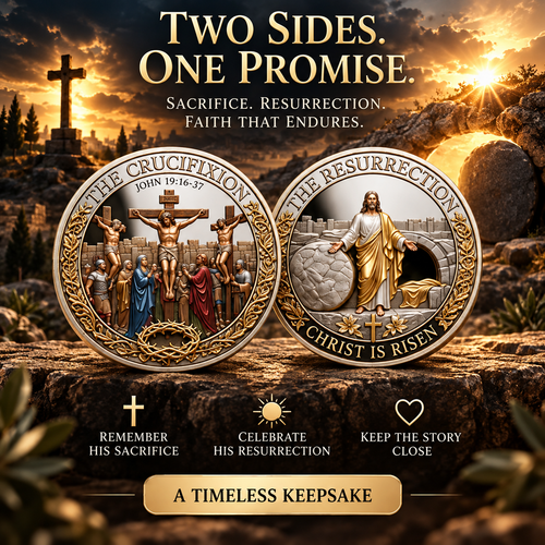 Two Sides, One Promise – Crucifixion & Resurrection Commemorative Coin, Christian Faith Keepsake Celebrating Sacrifice, Hope & the Risen Christ