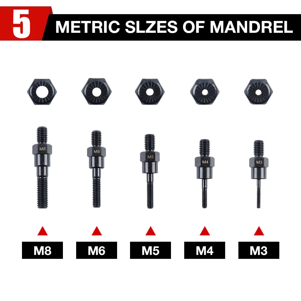 Cordless Electric Rivet Gun Adapter Kit for Power Drill | Fits M3–M8 Rivets