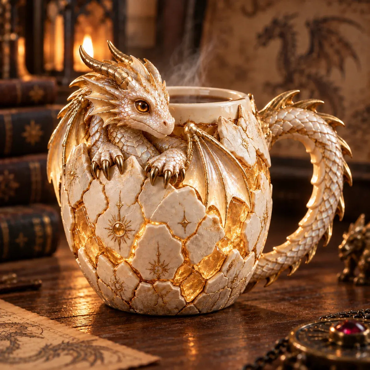 🐉 Dragonbound Realms™ Sculpted Dragon Mug Collection | 6 Fantasy Realm Designs with Raised 3D Dragon Details ☕