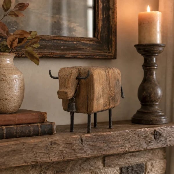 Vintage Distressed Sheep  Sculpture