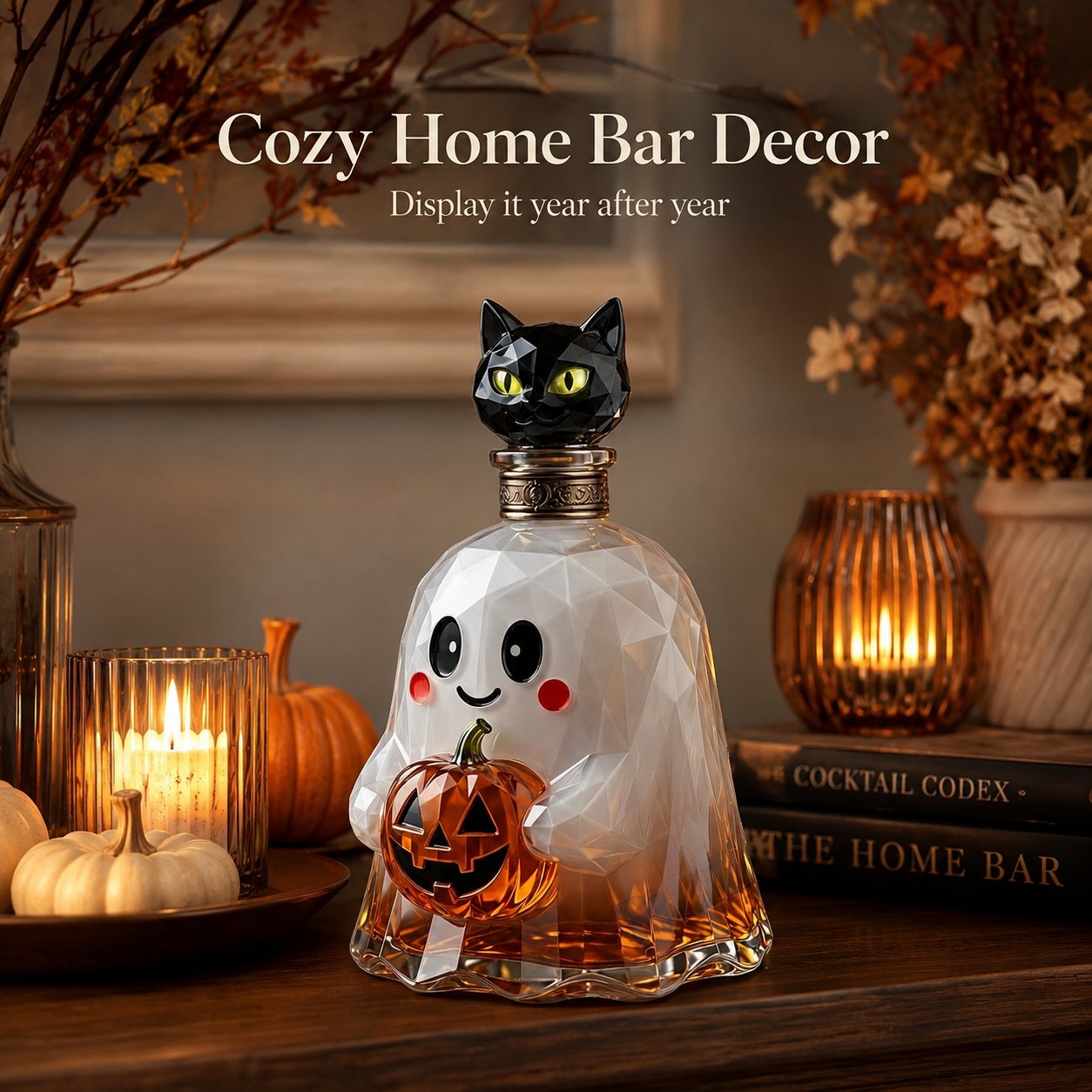 🔥Last Day 50% OFF - Ghost Pumpkin Halloween Decanter 🎃 Spooky Glass Whiskey Bottle