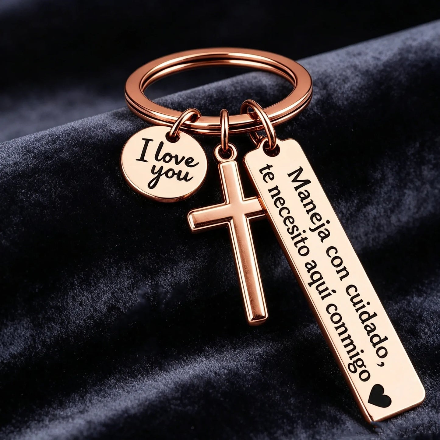 Keychain with Cross and 'I Love You' Charm ❤️