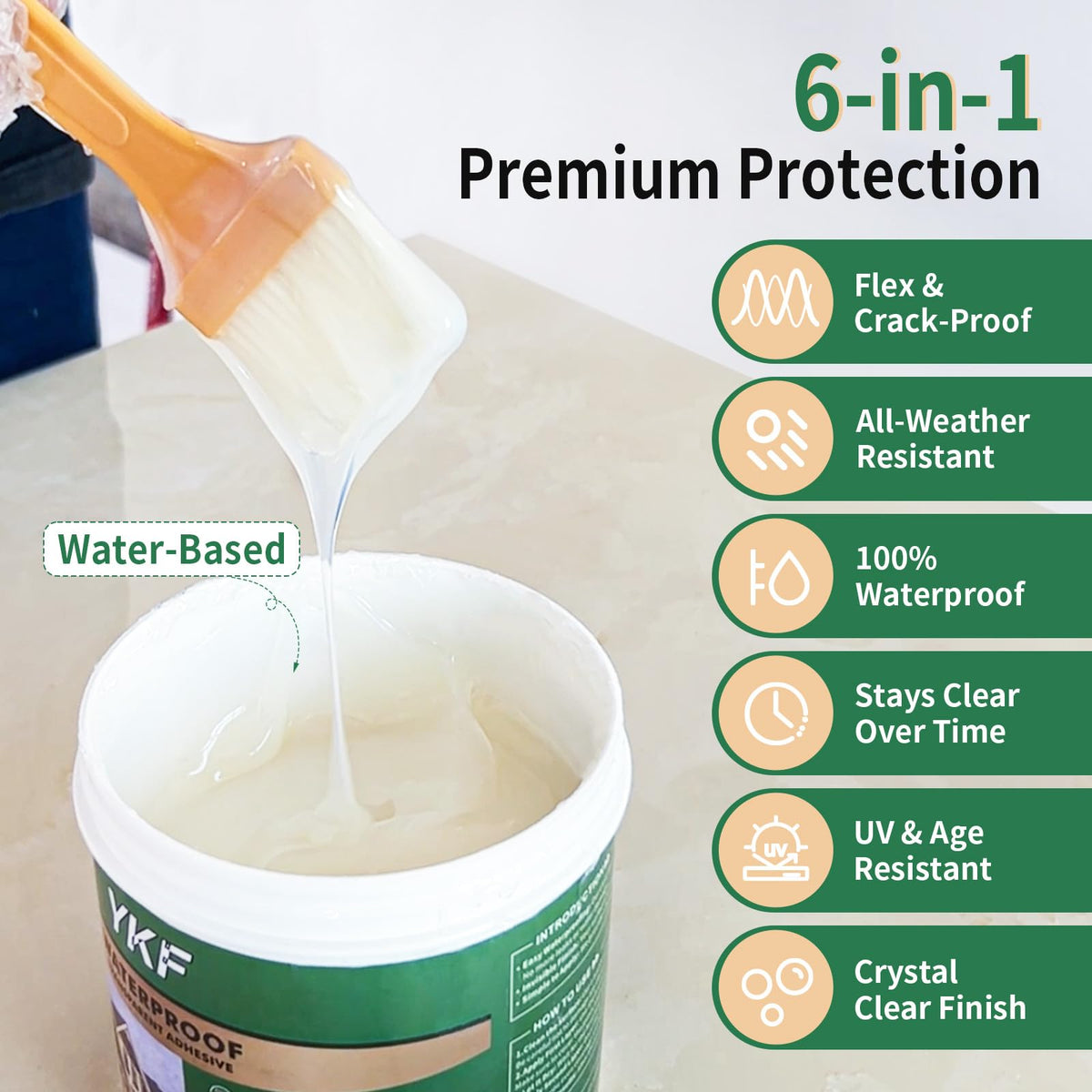 Transparent Waterproof Sealant, Self-Leveling Clear Coating
