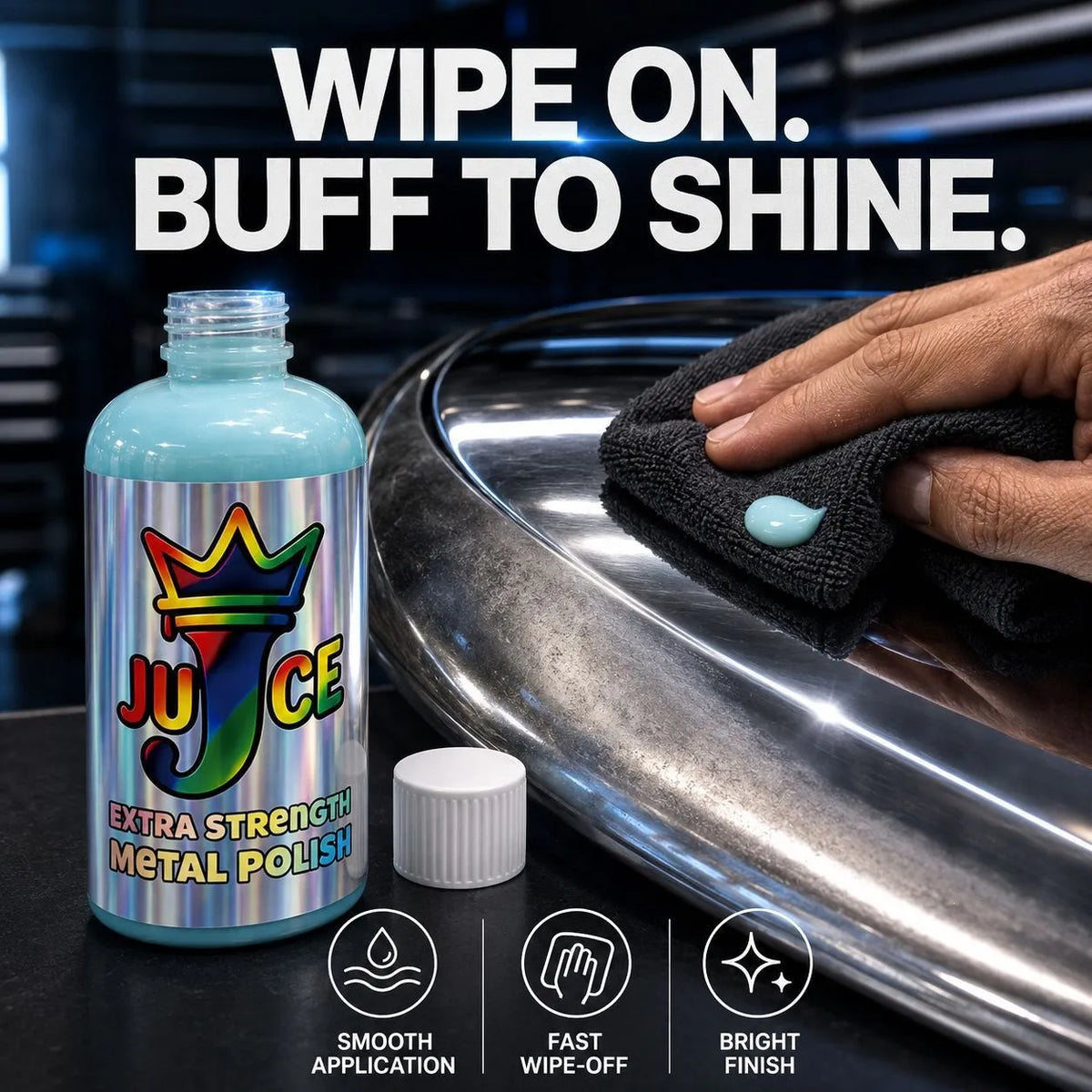 🚗All-in-one Metal Polish Kit – 16oz High-Performance Cleaner with Microfiber & Denim Rags