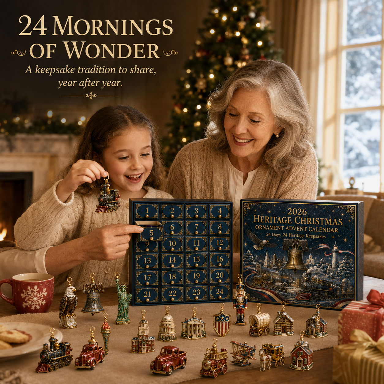 Family enjoying 24 mornings of Christmas advent surprises