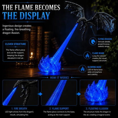 🔥 HOT SALE 🐉| 3D Fire-Breathing Dragon LED Display – Fantasy Bookshelf Decor with Glowing Flame