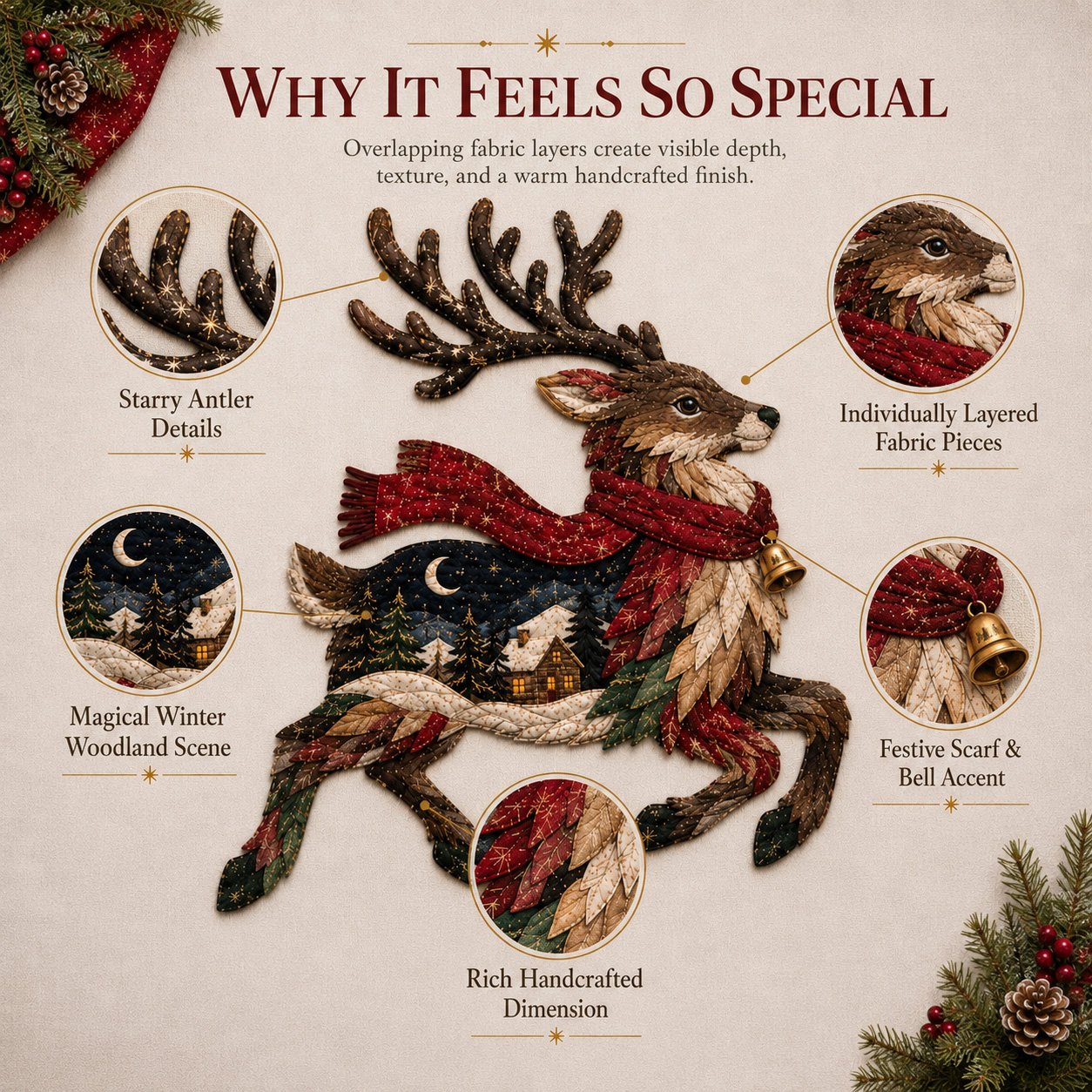 🔥LAST DAY 49% OFF - 🎄🎅Christmas Woodland Wildlife DIY Patchwork Kit – ✨Create a Festive Handmade Keepsake