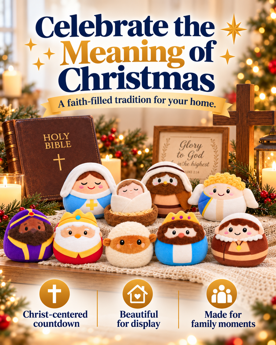 Nativity plush characters display