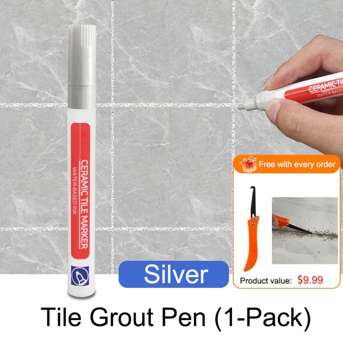 Anti-Mold Waterproof Tile Grout Repair Pen – Quick-Dry Grout Color Restorer