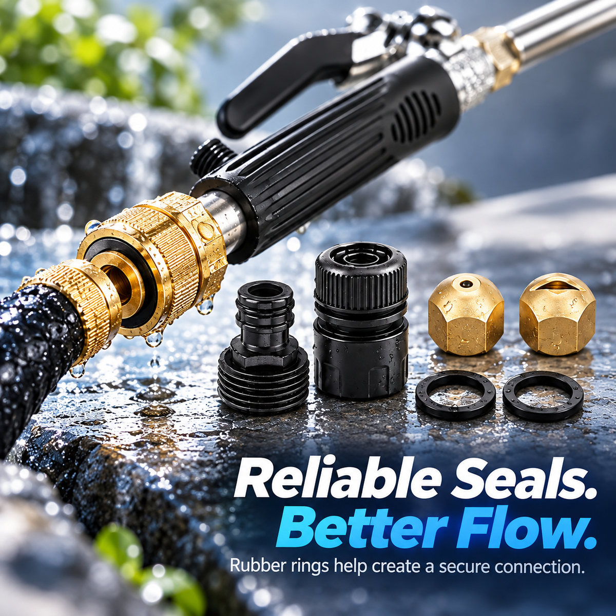 💧 High-Pressure Long-Reach Garden Hose Spray Wand with Jet & Fan Tips 🌿