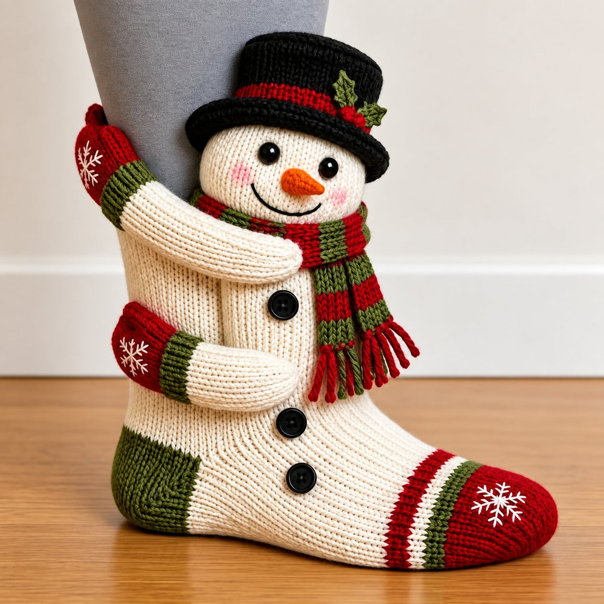 🎄 🧦3D Hugging Christmas Socks 🎅 Cute Knit Holiday Socks 5 Designs