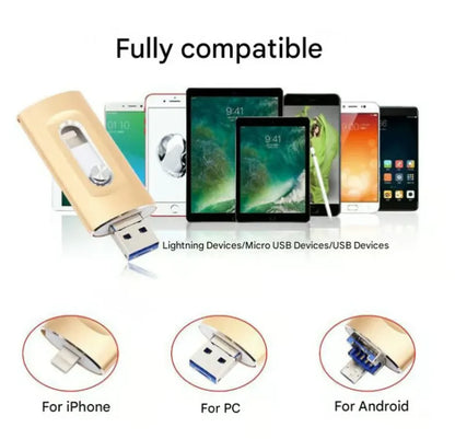 ⚡3 in 1 Flash Drive, High Speed Portable USB 3.0 Memory Storage