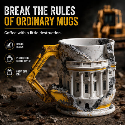 White House Excavator Mug – 3D Construction Coffee Cup