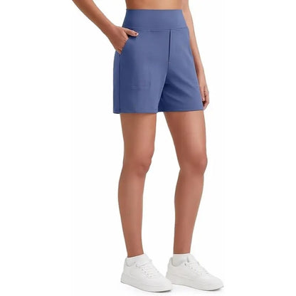 Women's High-Waisted Athletic Bermuda Shorts with Pockets ¨C Running, Yoga, Summer Casual Activewear