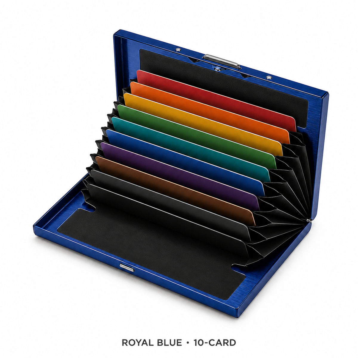 RFID Blocking Stainless Steel Card Wallet – Slim Pop-Up Accordion Card Holder with Cash Slot
